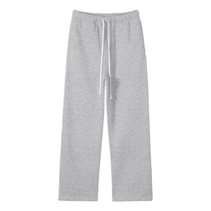 Gray sweatpants with a brand logo on a white background