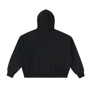 Black hoodie shown from the back on a white background