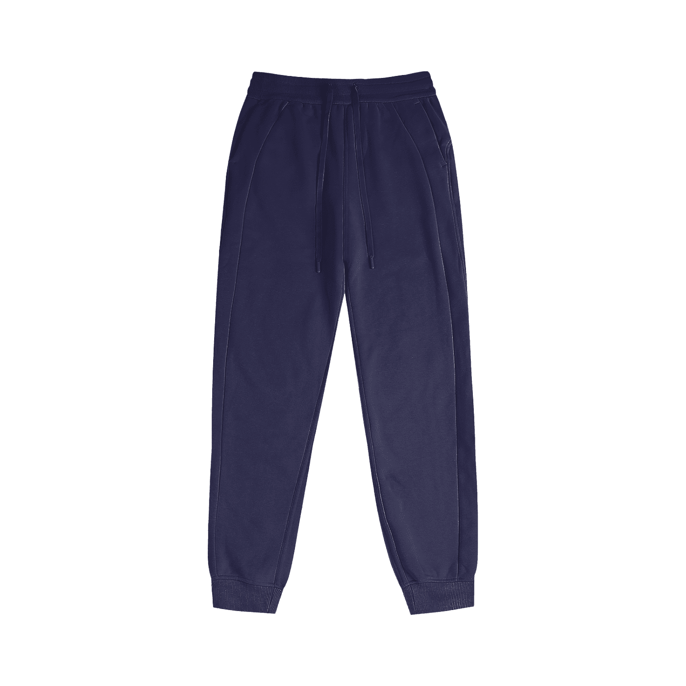 Navy blue sweatpants on a white background