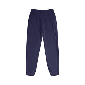 Navy blue sweatpants on a white background