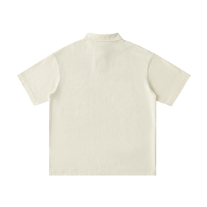Beige short-sleeve shirt on a white background