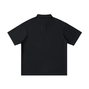 Black polo shirt on a white background