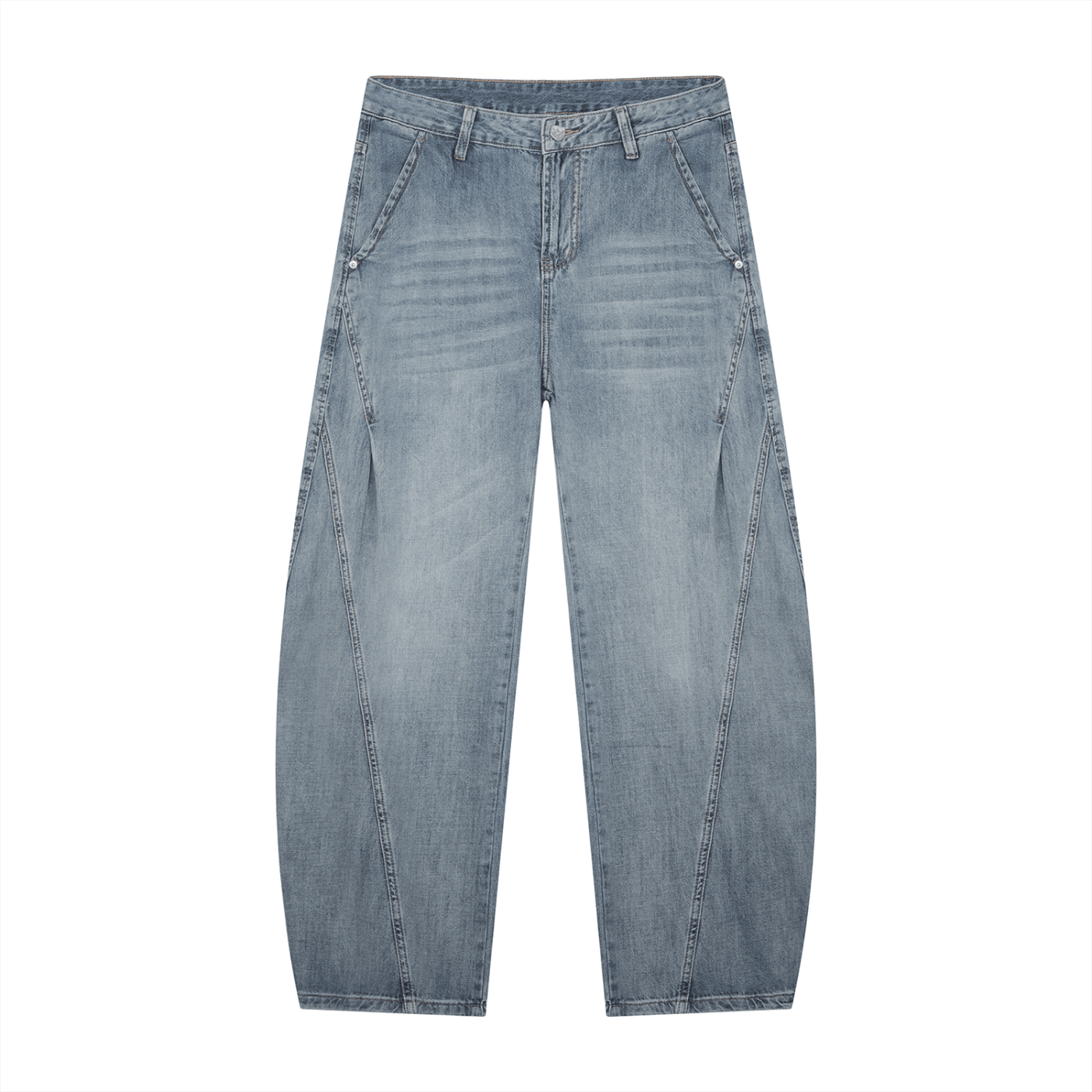 Light blue jeans on a white background