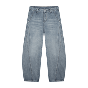 Light blue jeans on a white background