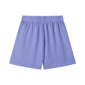 Purple shorts with a textured pattern on a white background