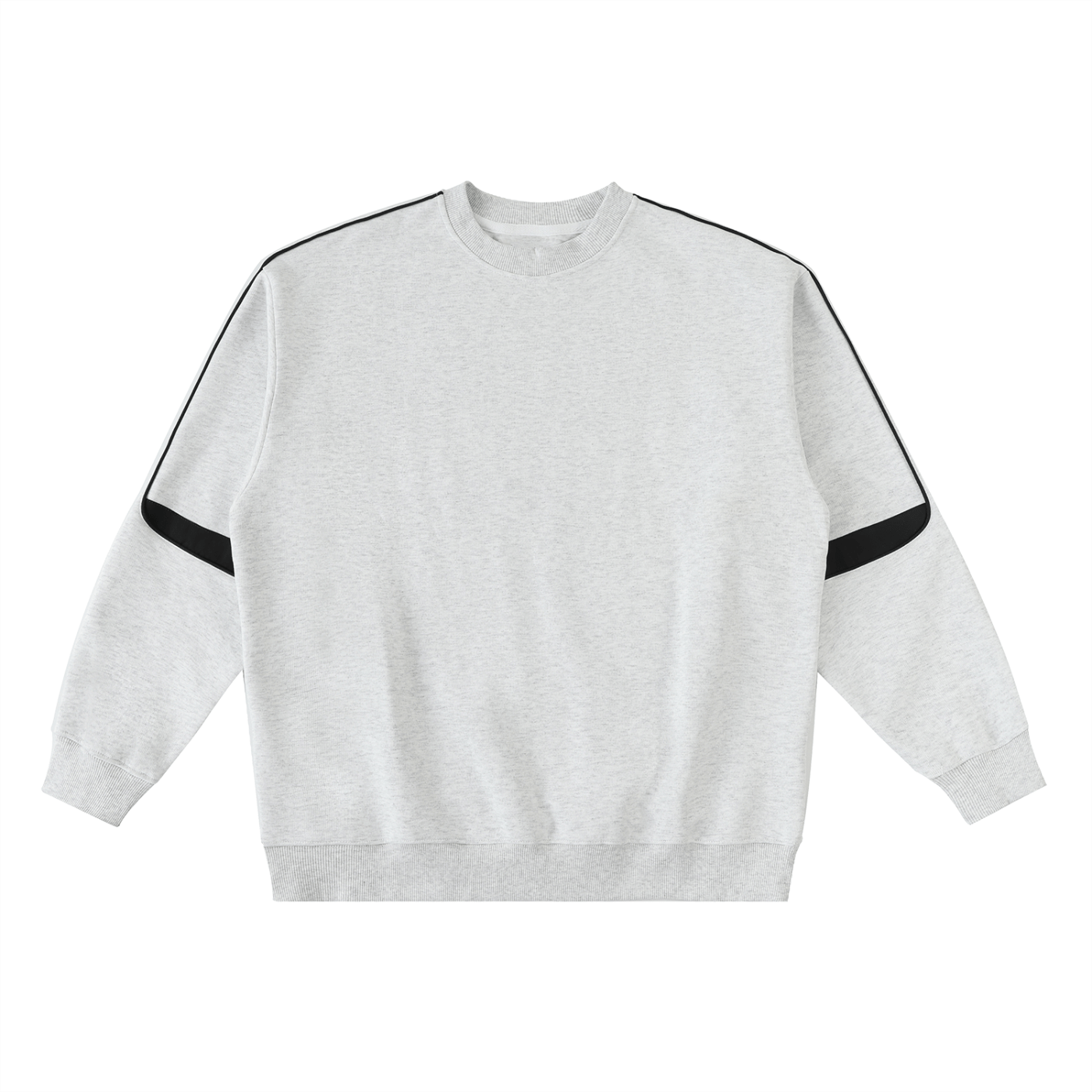 Gray sweatshirt with black accents on a white background