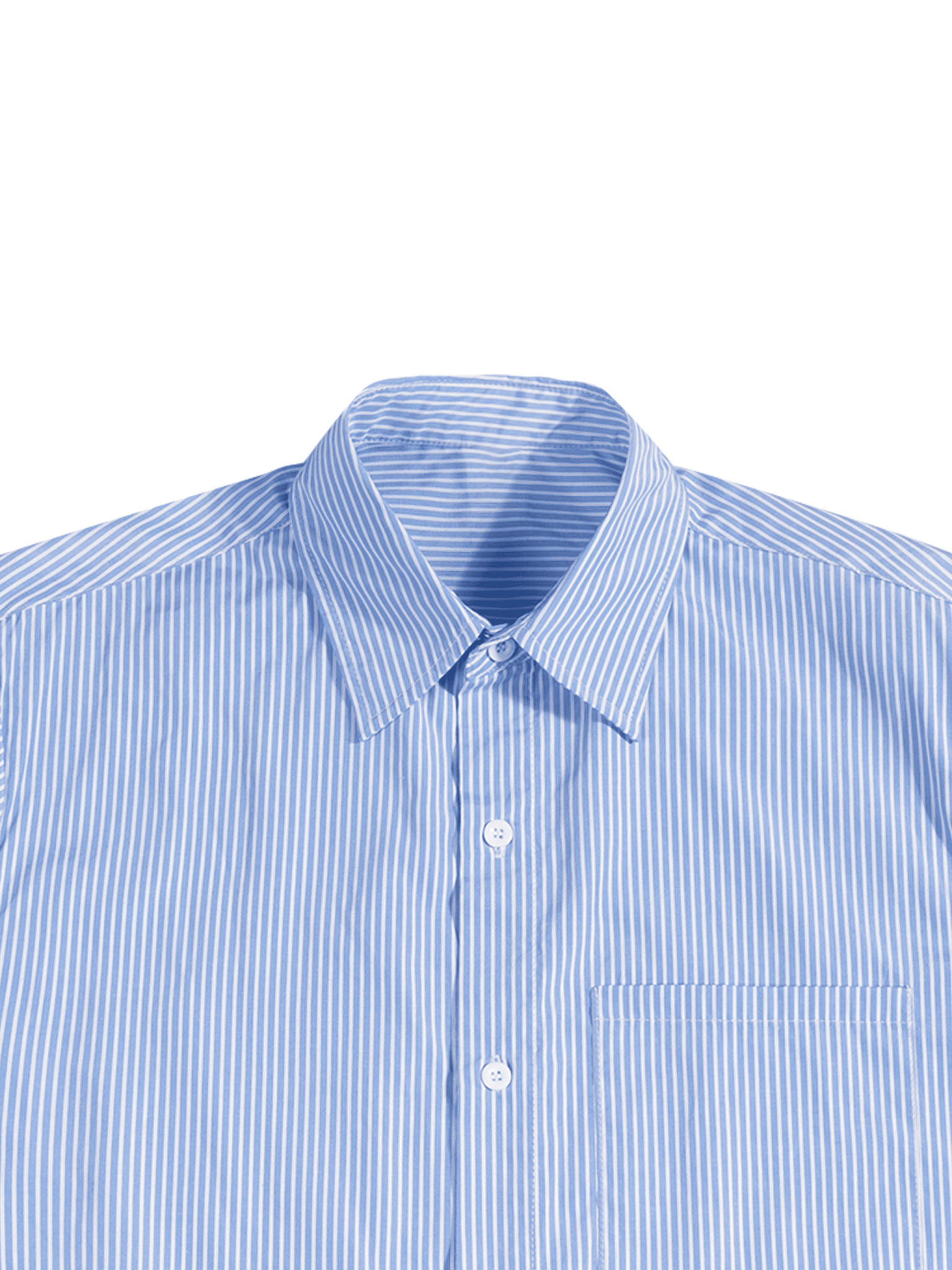 Blue striped shirt on a white background
