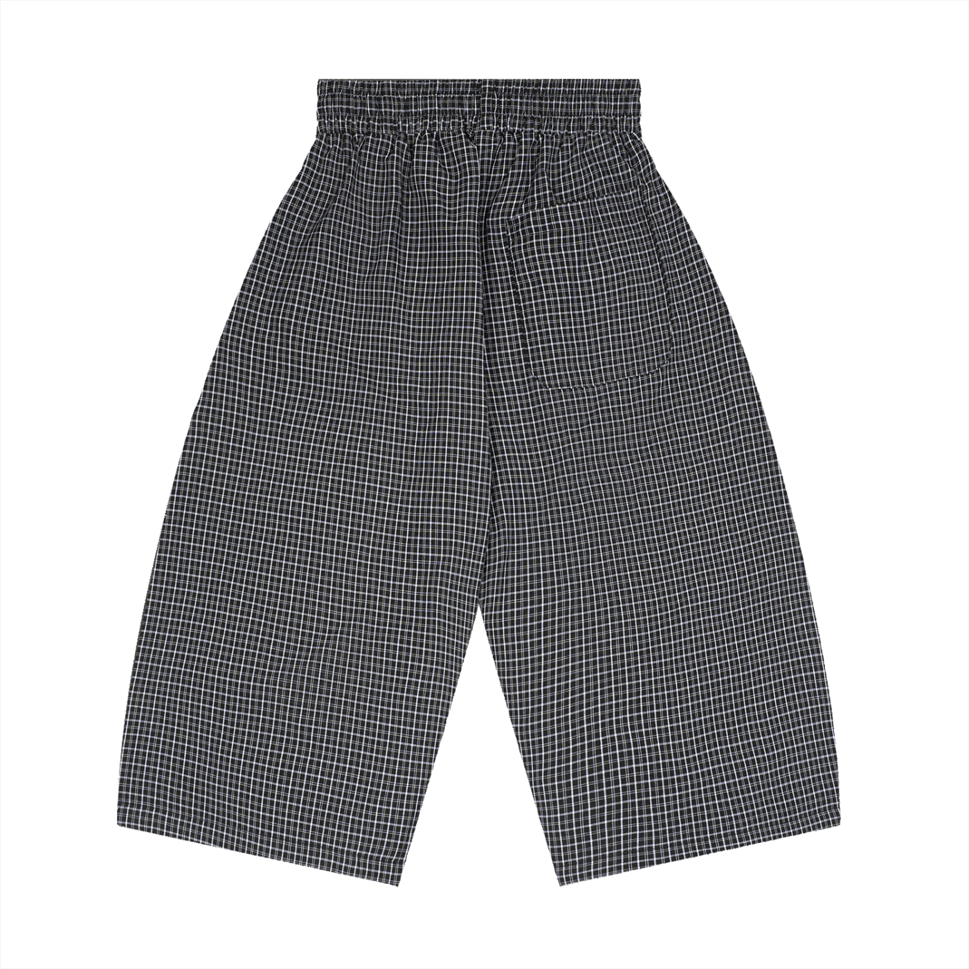 Black and white checkered pants on a white background