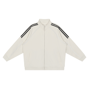 White jacket with black stripes on a white background