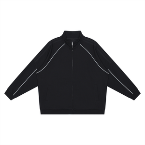 Black jacket with white accents on a white background