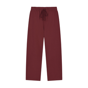 Maroon pants with a drawstring on a white background