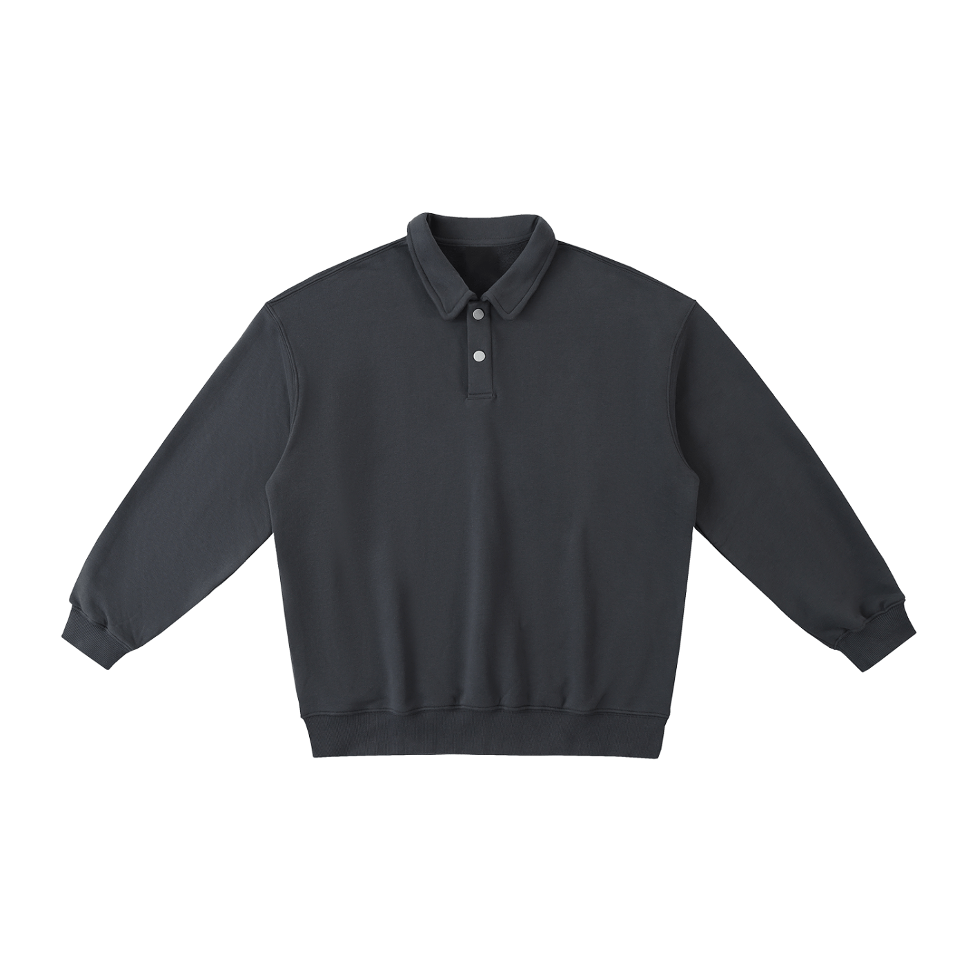 Dark gray sweatshirt with collar on a white background
