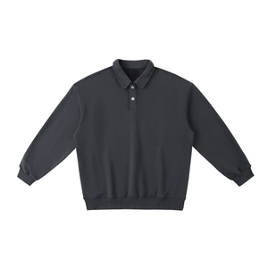 Dark gray sweatshirt with collar on a white background