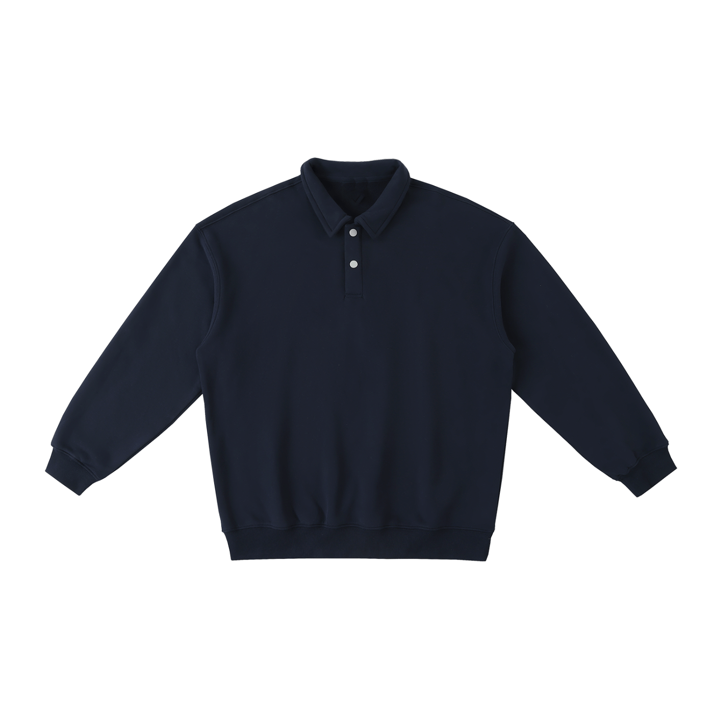 Navy blue polo shirt on a white background