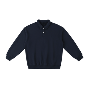 Navy blue polo shirt on a white background
