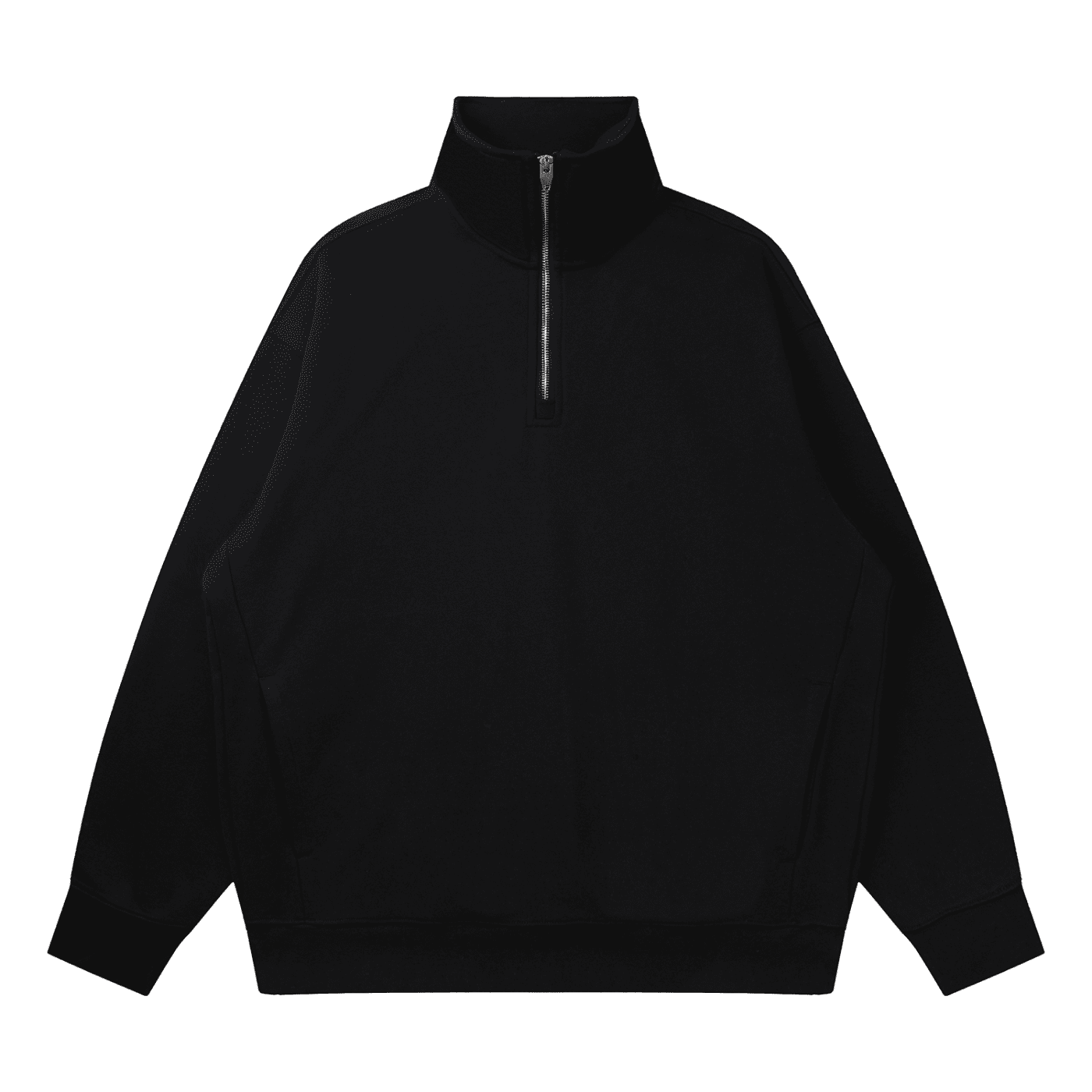 Black half-zip sweatshirt on a white background