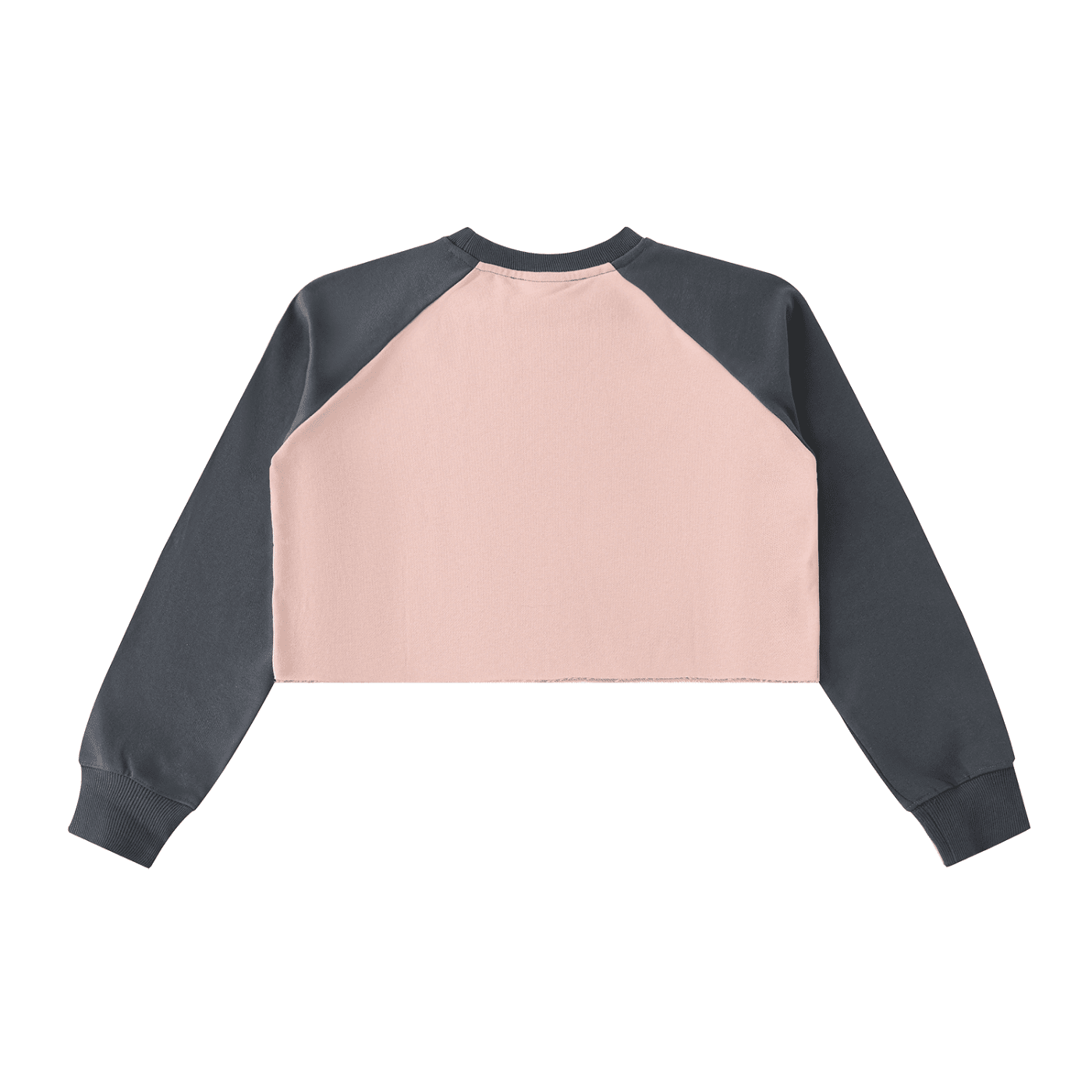 Sweatshirt with pink front and dark sleeves on a white background