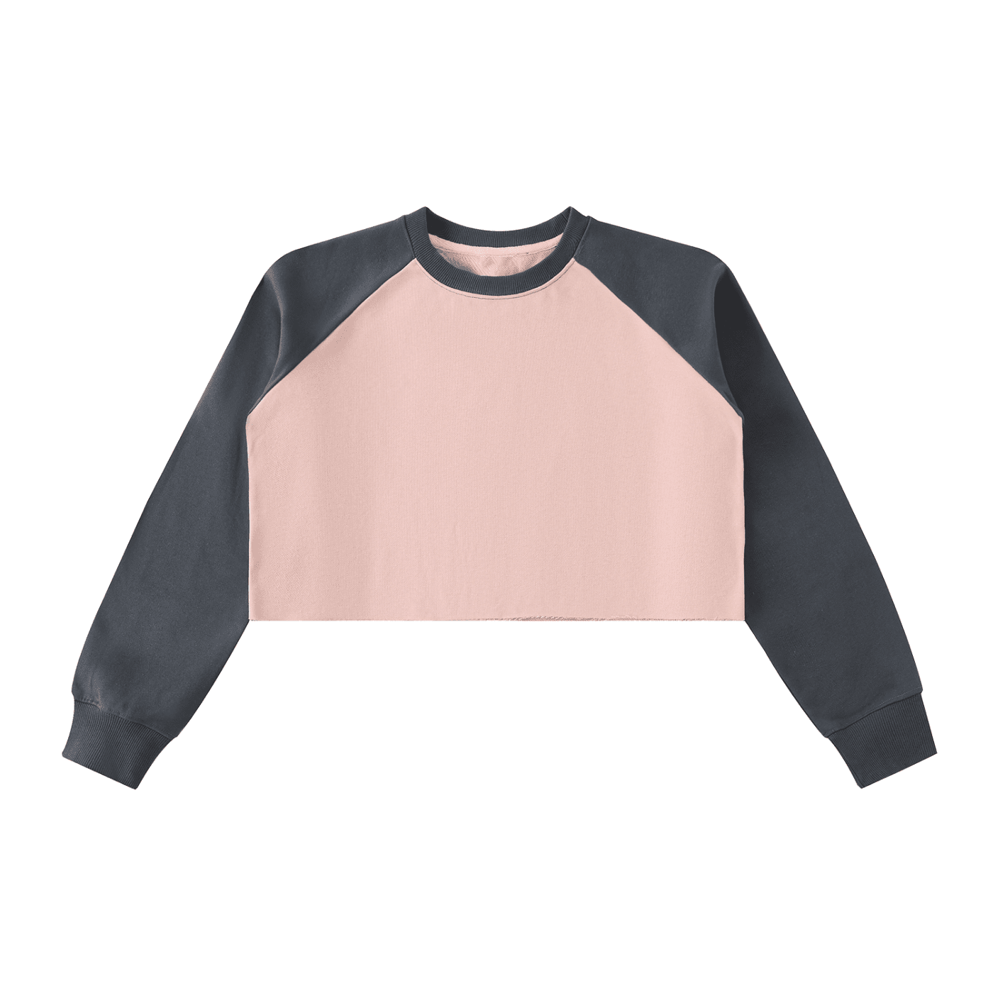 Two-tone black and pink sweatshirt on a white background