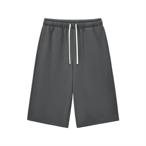 Gray shorts with drawstring on a white background