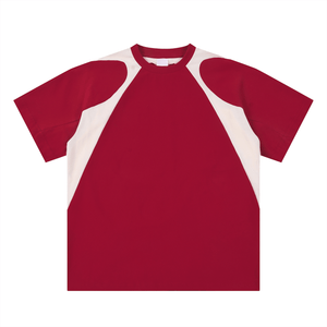 Red and white t-shirt on a white background