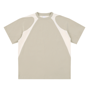 Beige t-shirt with white sleeves on a white background