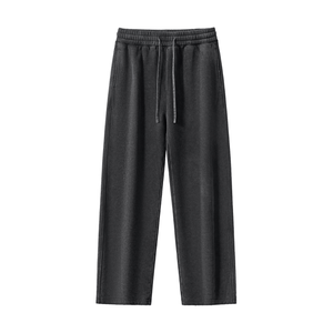 Black sweatpants with a drawstring on a white background