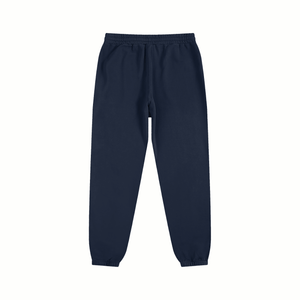 Navy blue sweatpants on a white background