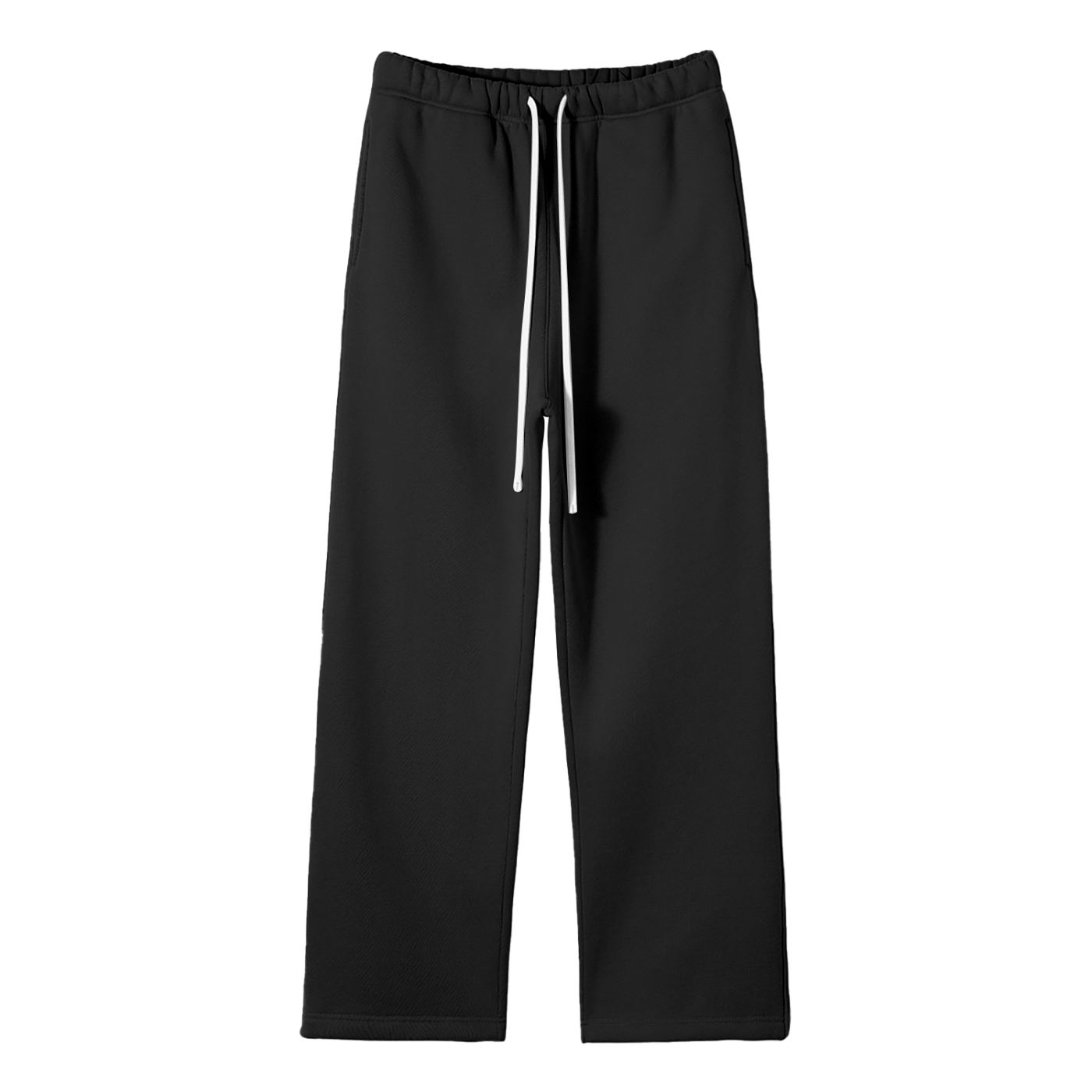 Black pants with drawstring on a white background