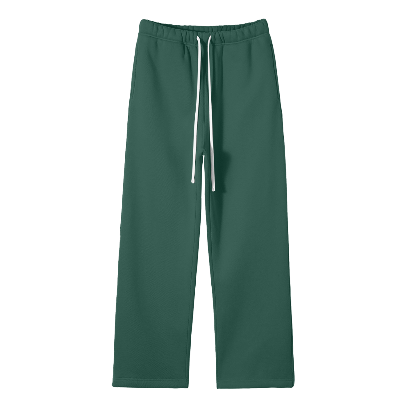 Green pants with a drawstring on a white background