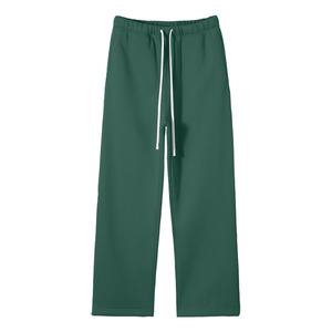 Green pants with a drawstring on a white background