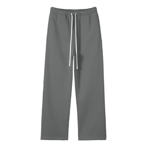 Gray sweatpants with a drawstring on a white background