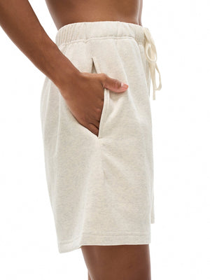 White shorts with a drawstring on a white background