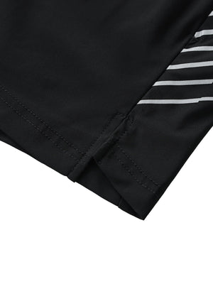 Black shorts with white stripes on a white background