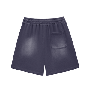 Navy blue shorts with a pocket on a white background