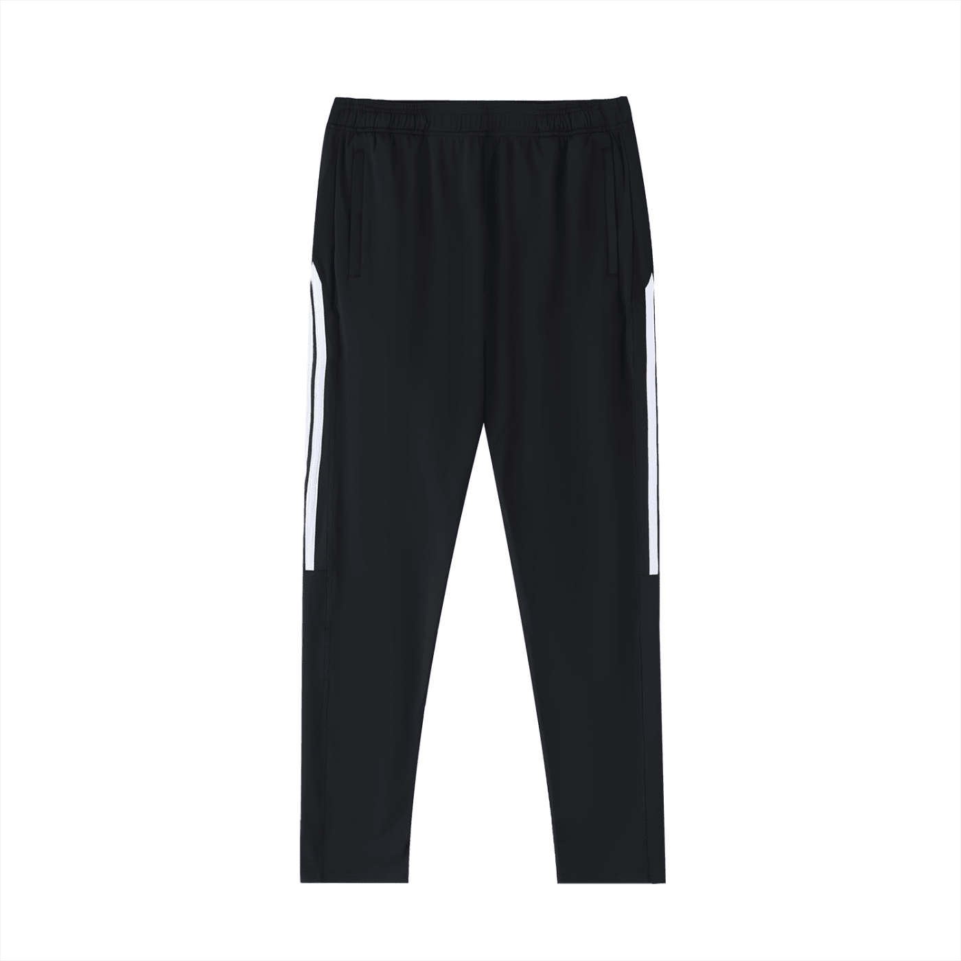 Black pants with white stripes on a white background