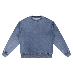 Blue denim-style sweatshirt on a white background