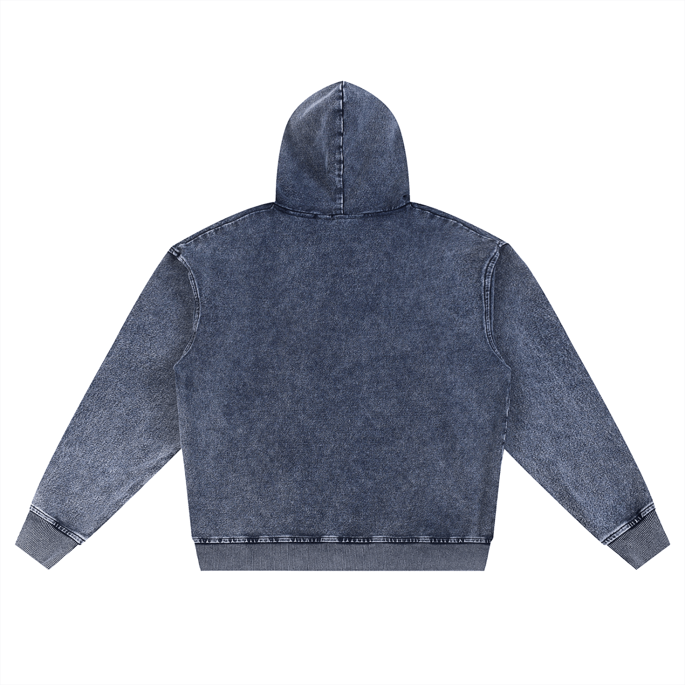 Blue denim hoodie on a white background