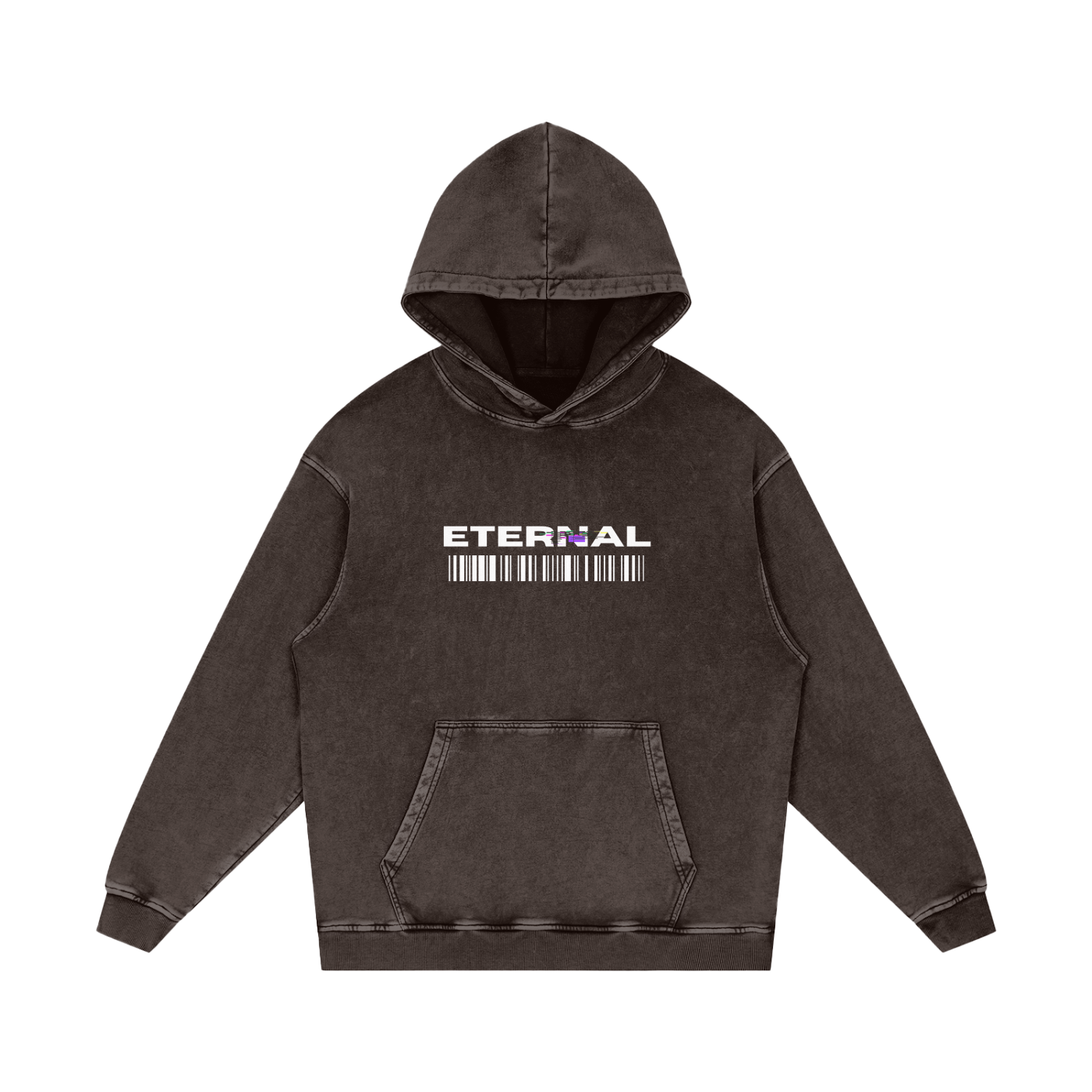 Black hoodie with 'Eternal' logo on a white background