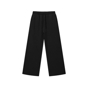 Black wide-leg pants on a white background
