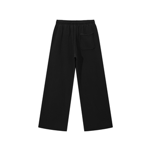 Black wide-leg pants on a white background
