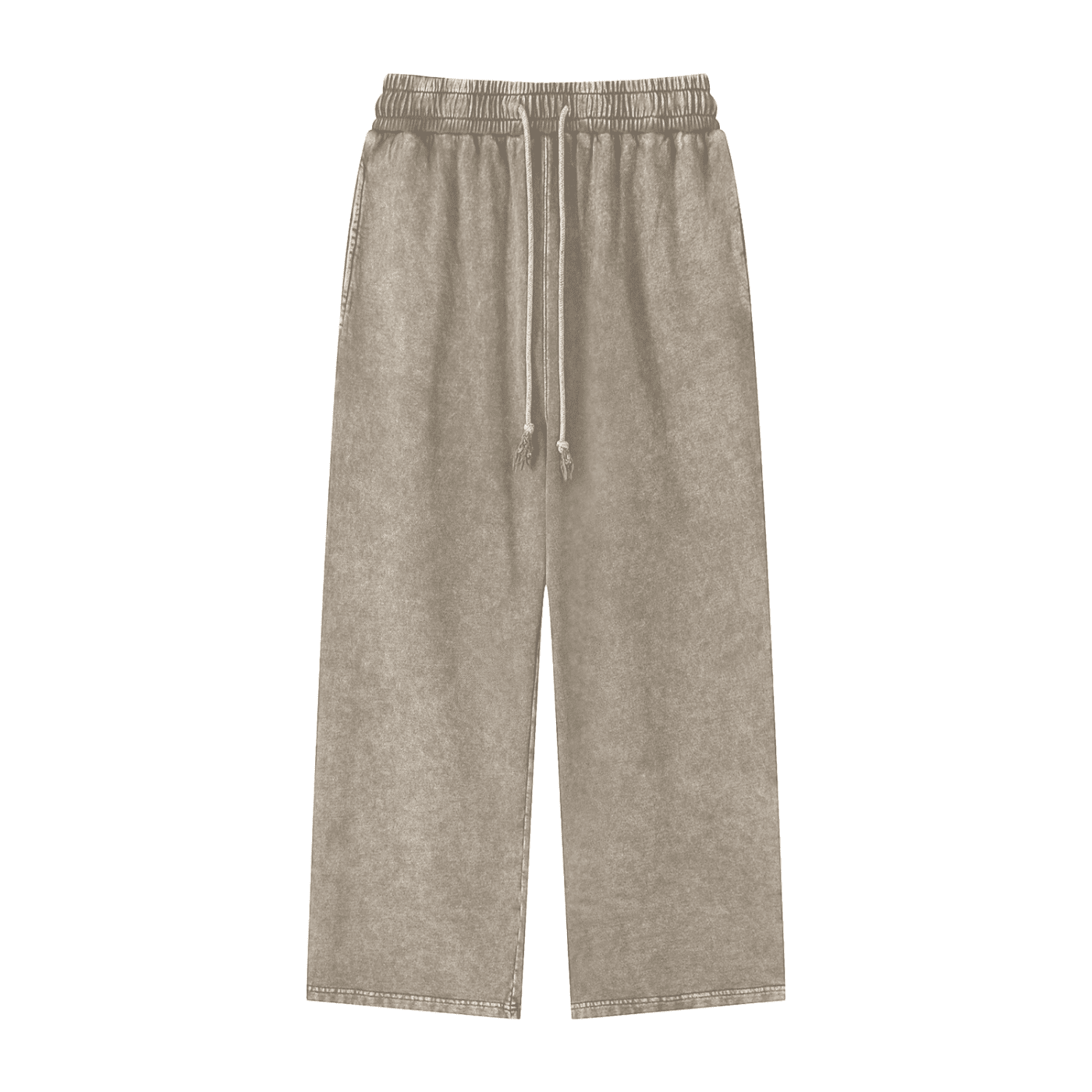 Gray sweatpants with drawstring on a white background
