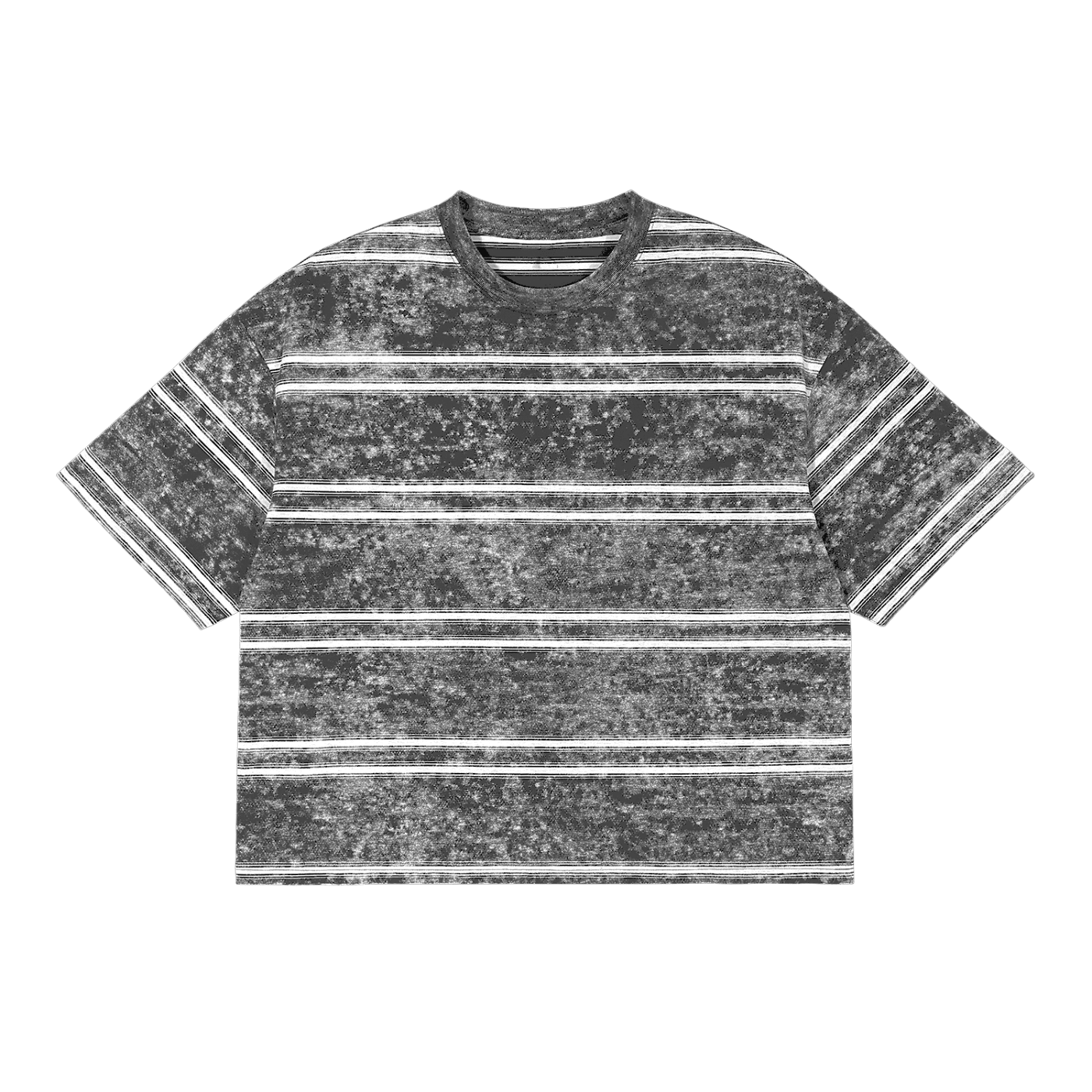 Black and white striped t-shirt on a white background