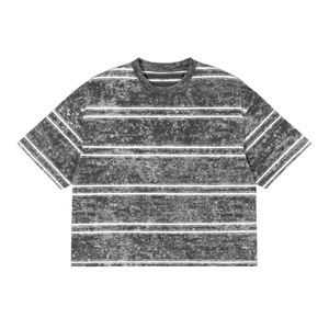 Black and white striped t-shirt on a white background