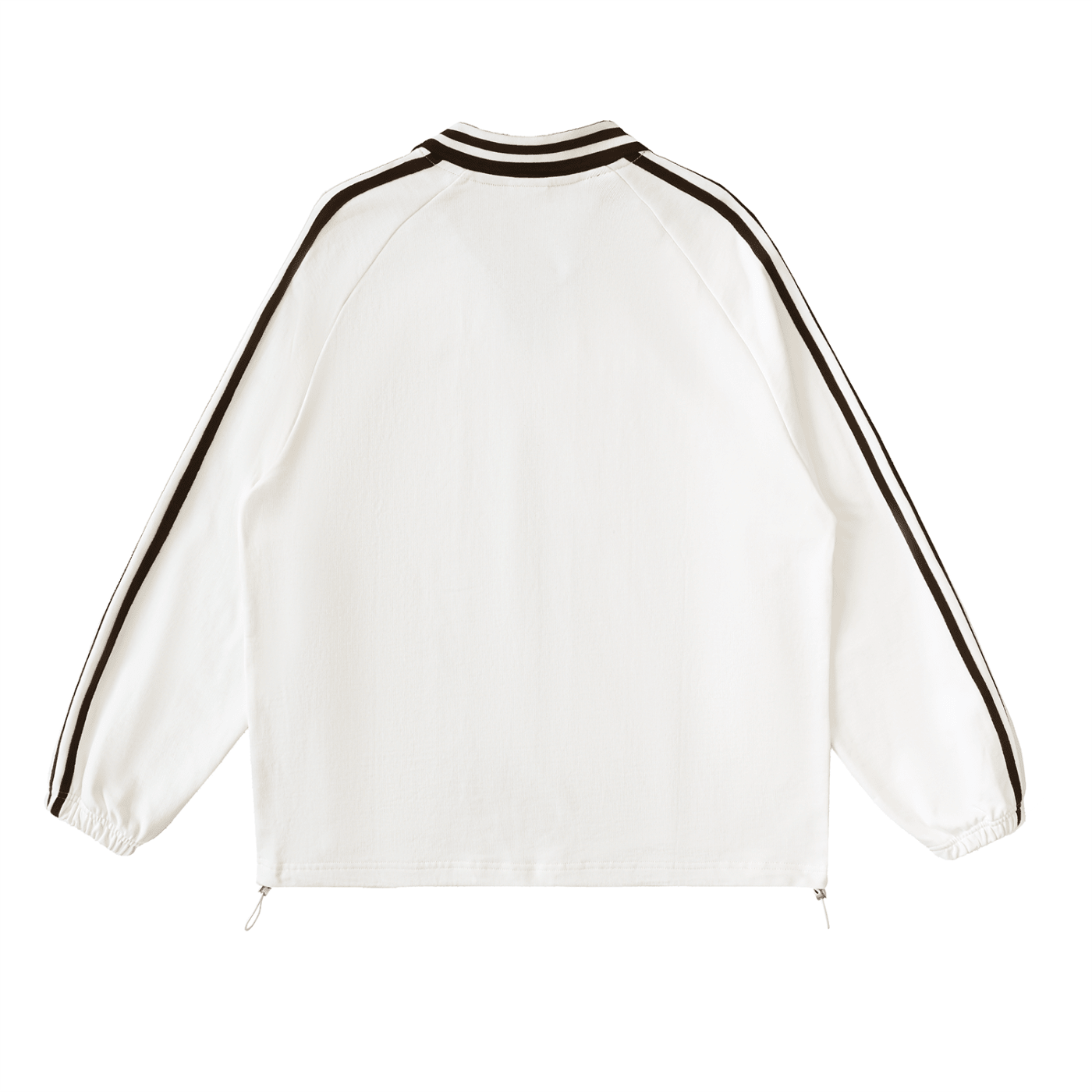 White jacket with black trim on a white background