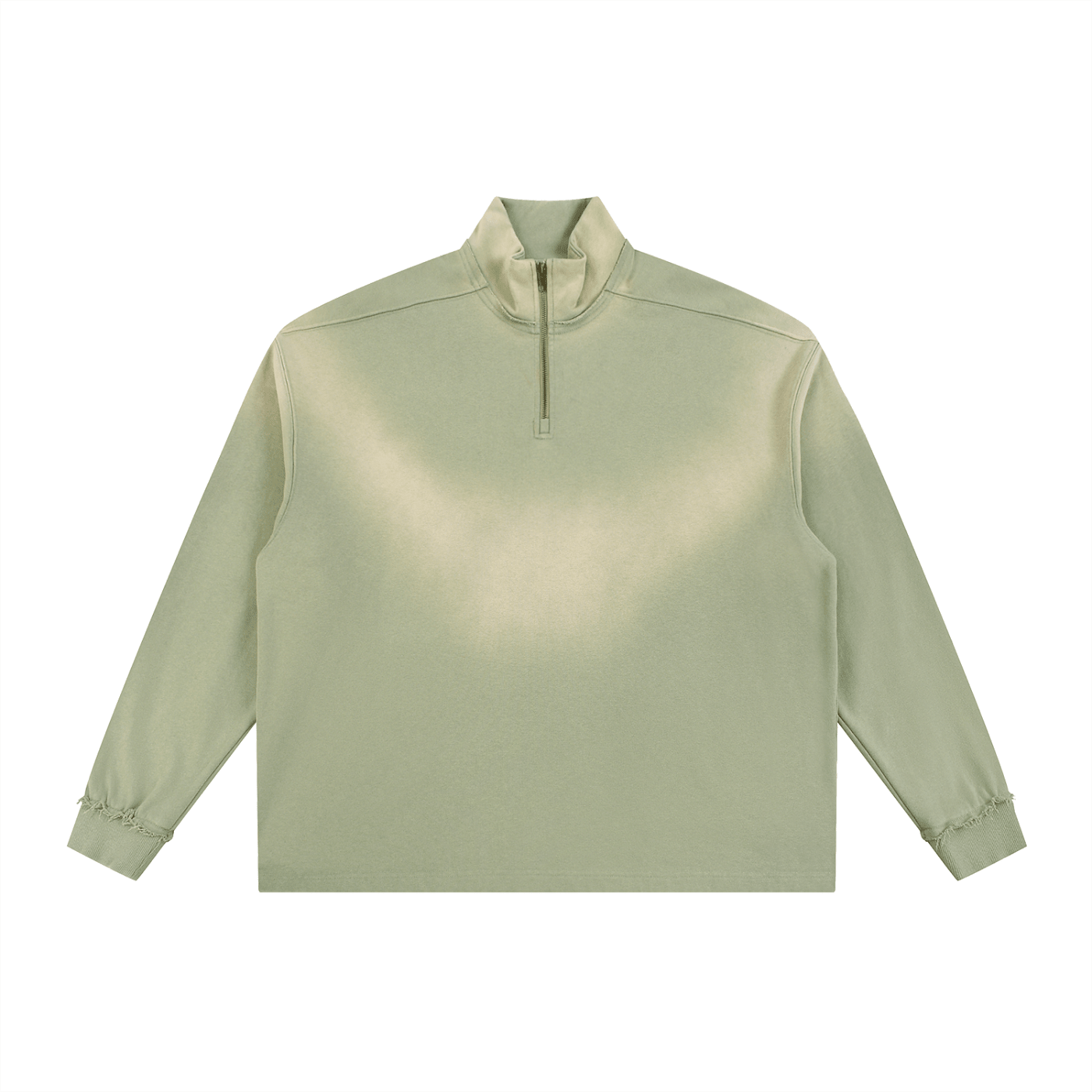 Light green long-sleeve shirt with a quarter zip on a white background