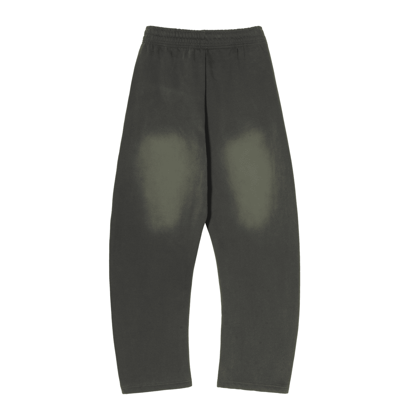 Dark gray pants with knee patches on a white background