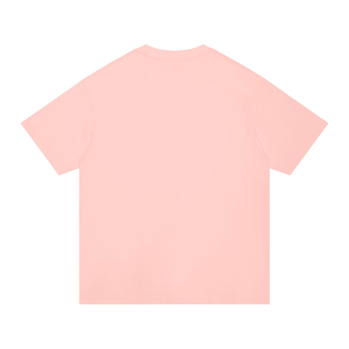 A plain short-sleeve crewneck t-shirt in a pink color, shown from the back on a solid white background.