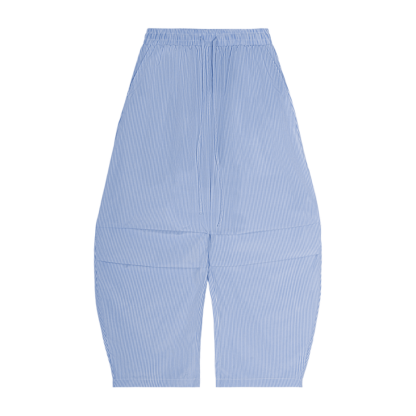 Blue striped high-waisted pants on a white background
