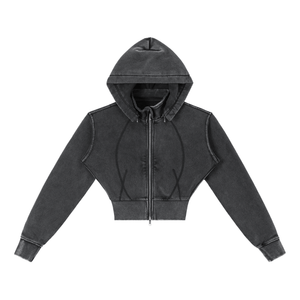 Black hoodie with a zipper on a white background