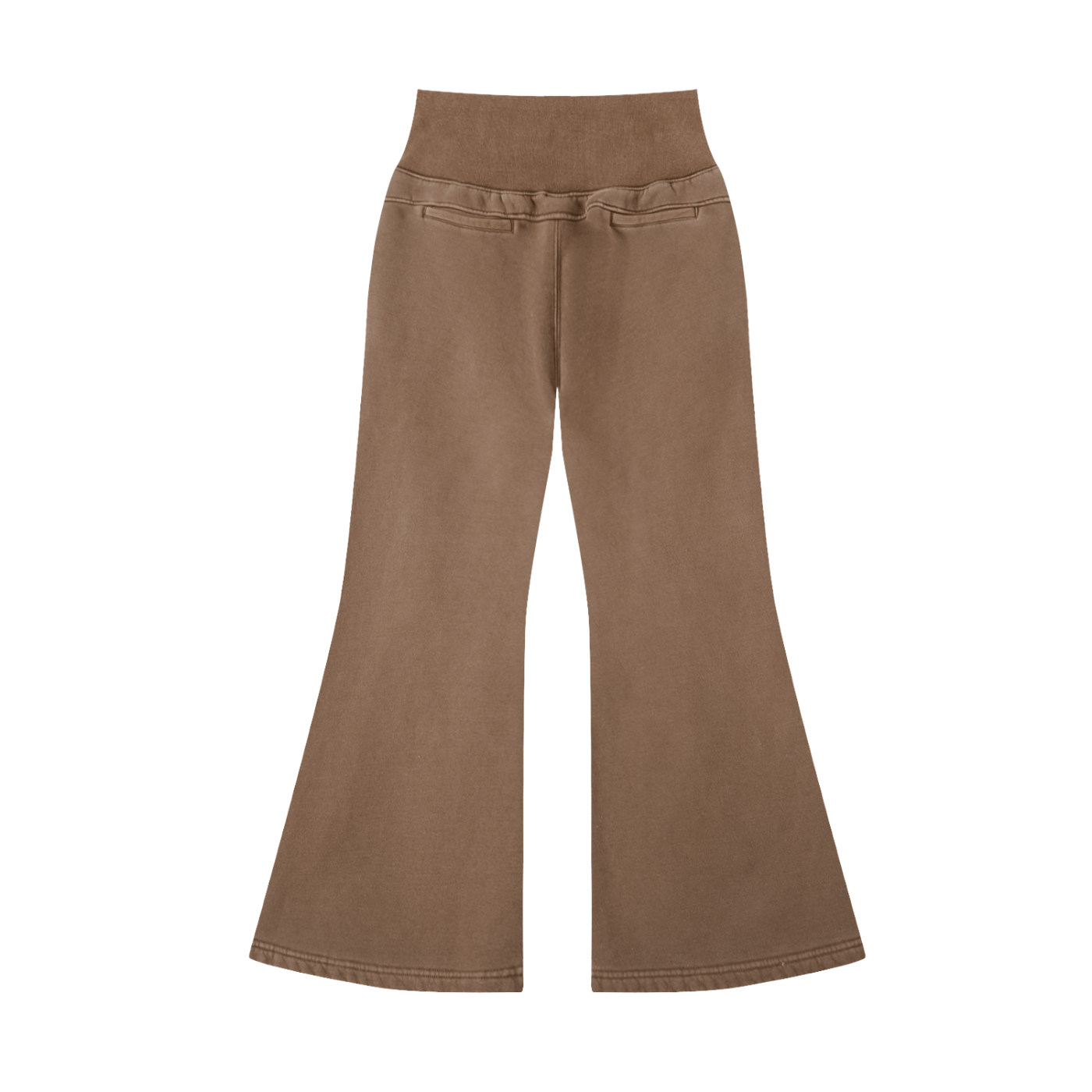 Brown flared pants on a white background
